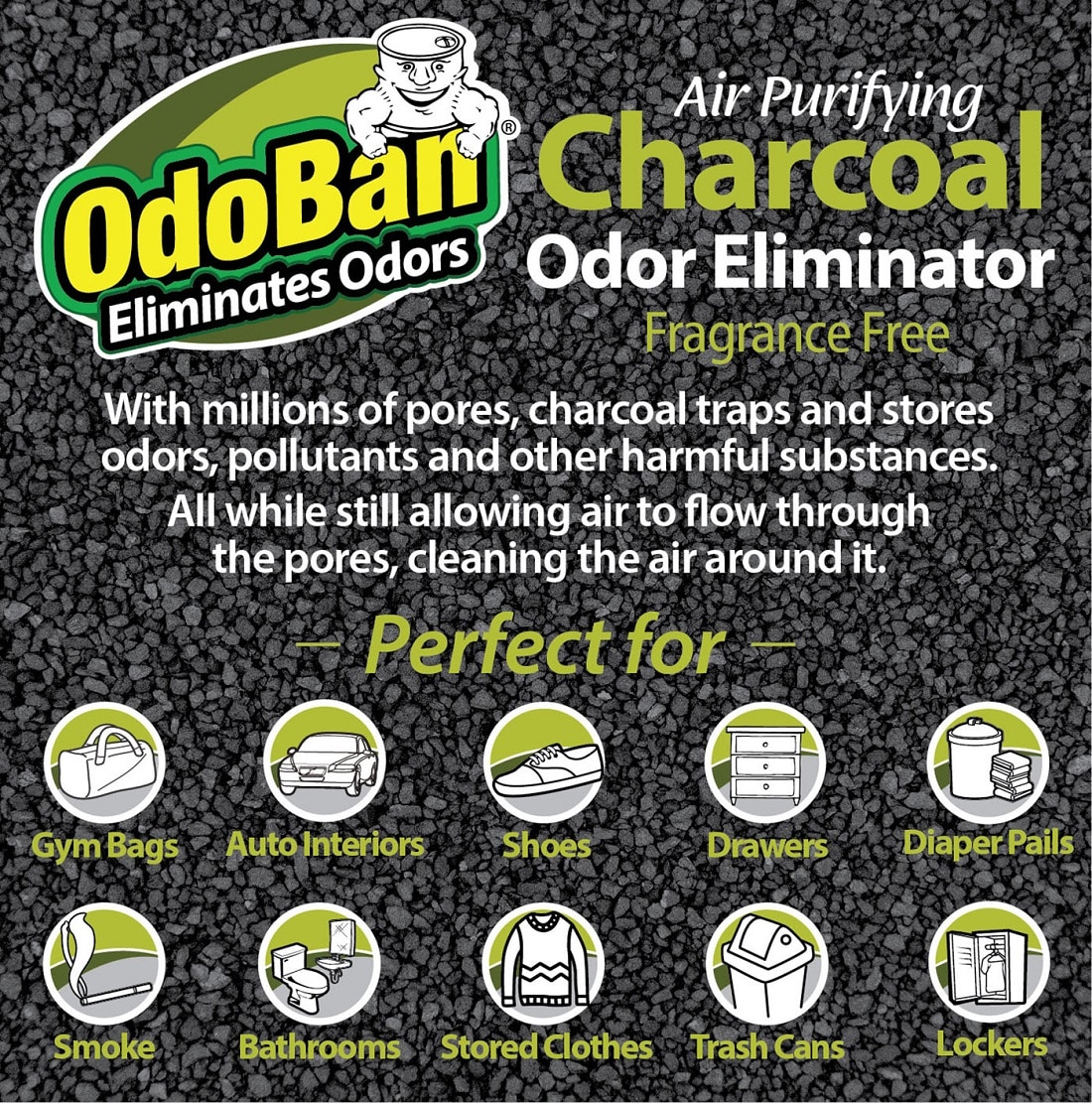 OdoBan 10 g Charcoal Odor Eliminators (6 Ct), Natural Odor & Moisture